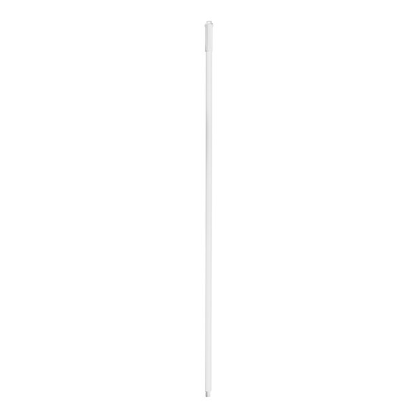 A white plastic pole with a threaded tip and a black and red top.