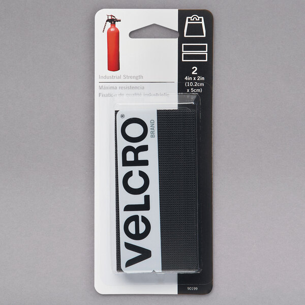 Velcro® 90199 Industrial Strength 4 x 2 Hook and Loop Black Fasteners -  2/Pack