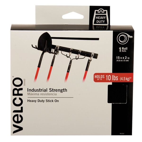 Velcro® 90197 2" x 15' Black Industrial Strength Hook and Loop Fastener Tape Roll