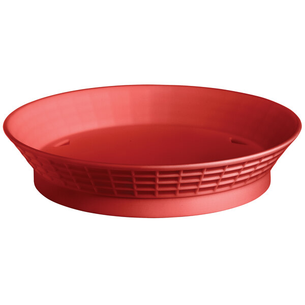 Tablecraft 15759R 9" Red Plastic Diner Platter / Fast Food Basket with Base - 12/Pack