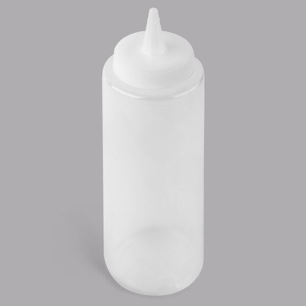 A clear plastic Tablecraft squeeze bottle with a white lid and a cone tip spout.