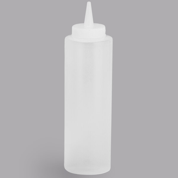 A clear plastic Tablecraft squeeze bottle with a cone tip.