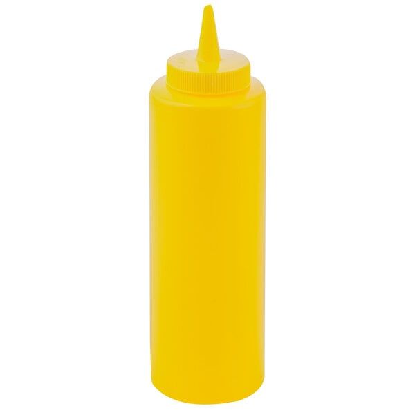 A yellow Tablecraft squeeze bottle with a cone tip.