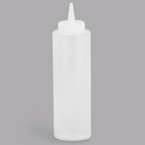 Tablecraft 124C-1 24 oz. Clear Cone Tip Squeeze Bottle with 38 mm Opening - 12/Pack