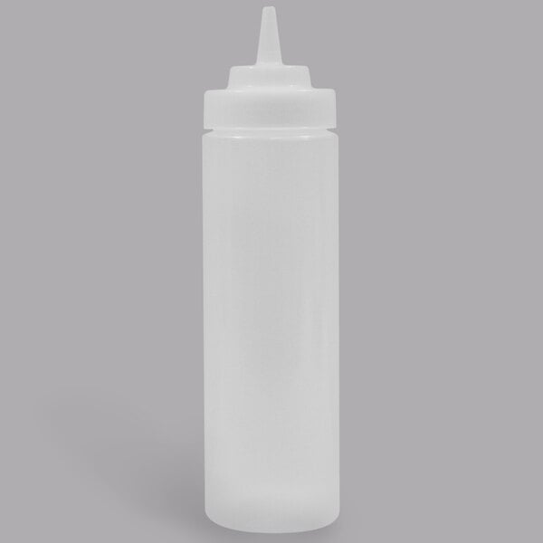 A white plastic Tablecraft squeeze bottle with a wide cone tip.