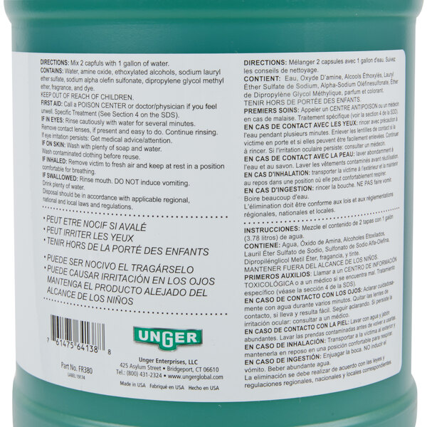 Unger FR380 1 gallon / 128 oz. EasyGlide Concentrated Glass Cleaner