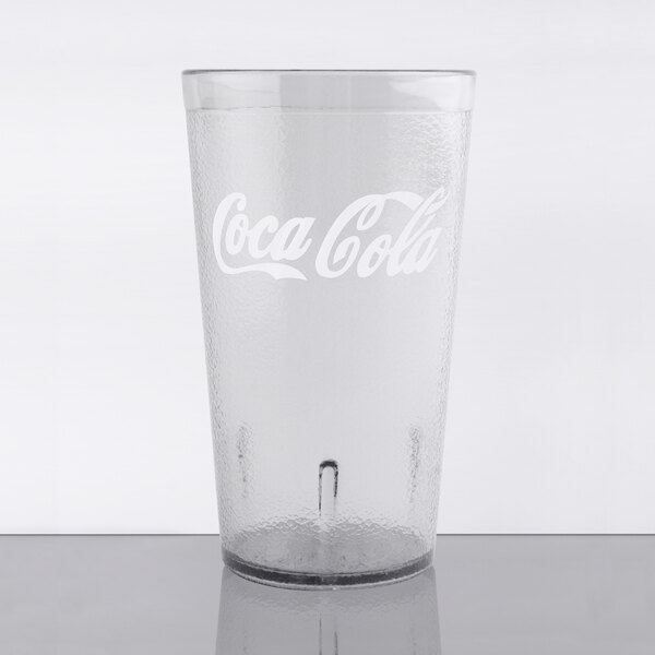 GET 6612-CC 12 oz. Clear Coca-Cola® SAN Plastic Pebbled Tumbler