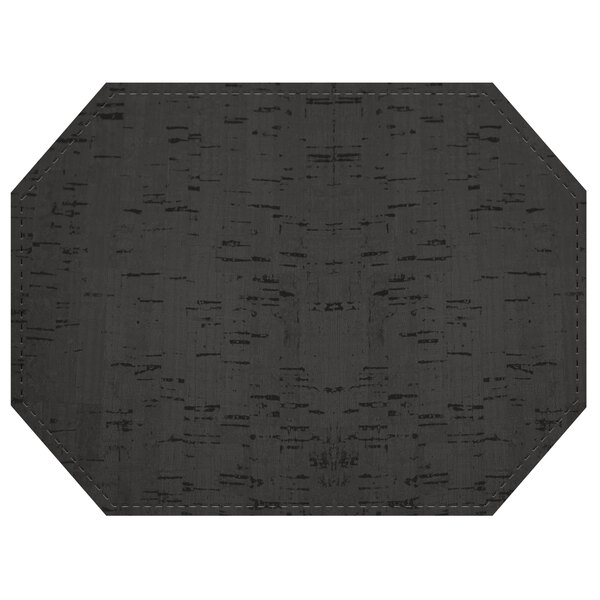 A black octagon shaped placemat on a white background.
