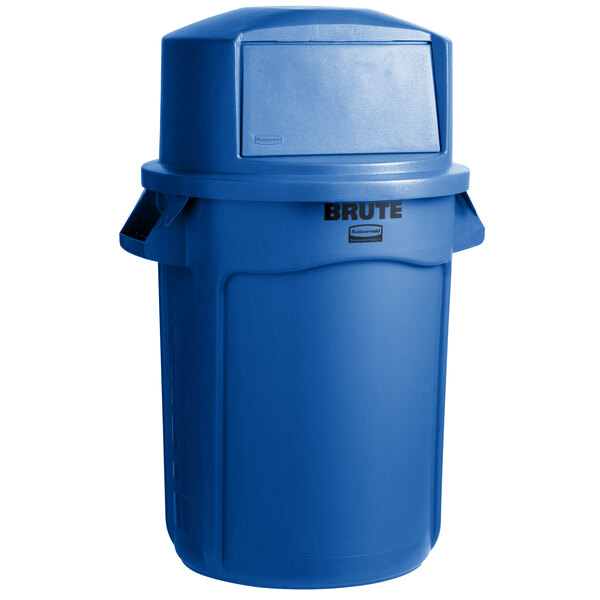 Rubbermaid BRUTE 32 Gallon Blue Round Trash Can and Lid