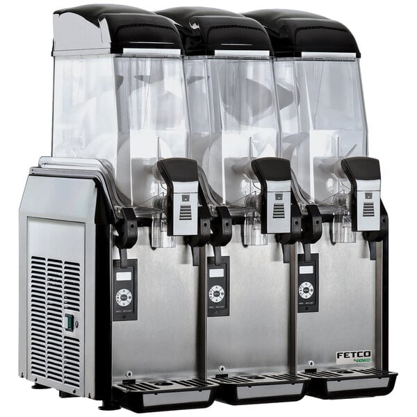 A Fetco by Elmeco triple compartment frozen beverage machine.
