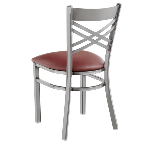 Lancaster Table & Seating Clear Coat Steel Cross Back Chair with 2 1/2