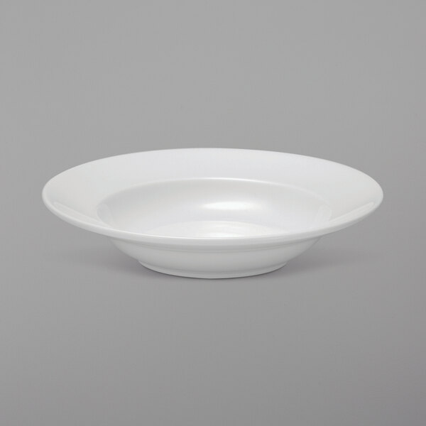 A Oneida Royale bright white porcelain wide rim pasta bowl.