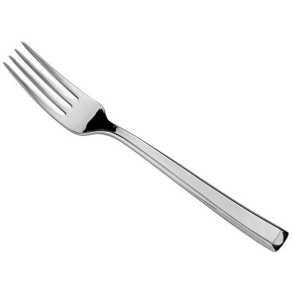 A Reserve by Libbey Santorini Mirror stainless steel dinner fork with a silver handle.