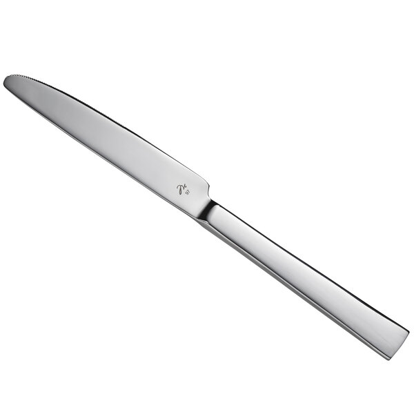 A silver stainless steel Reserve by Libbey Santorini dinner knife with a handle.