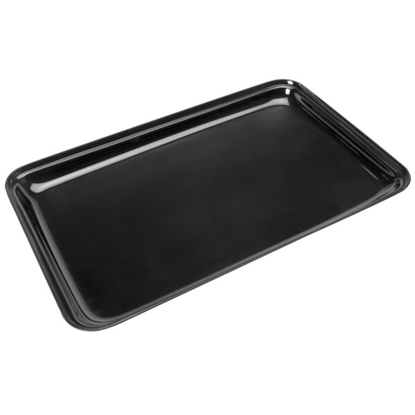 A black Delfin market tray with handles.