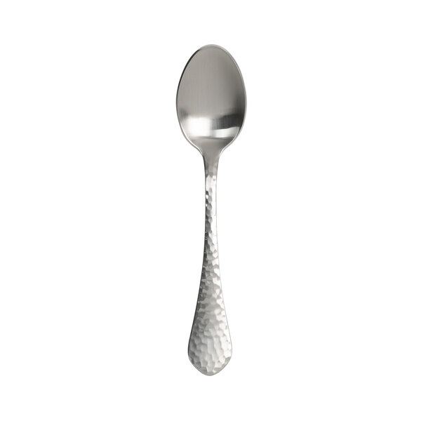 An Arcoroc stainless steel teaspoon with a satin finish and a handle.