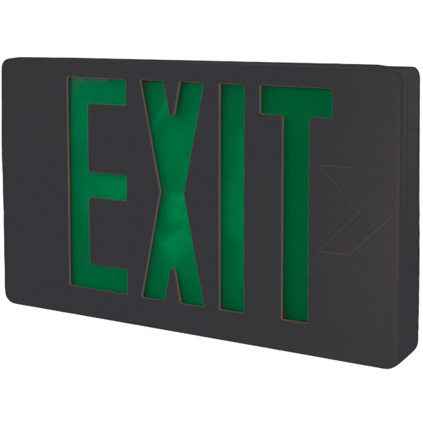 Lavex Industrial Universal Black Exit Sign with Green Lettering (A/C Only)