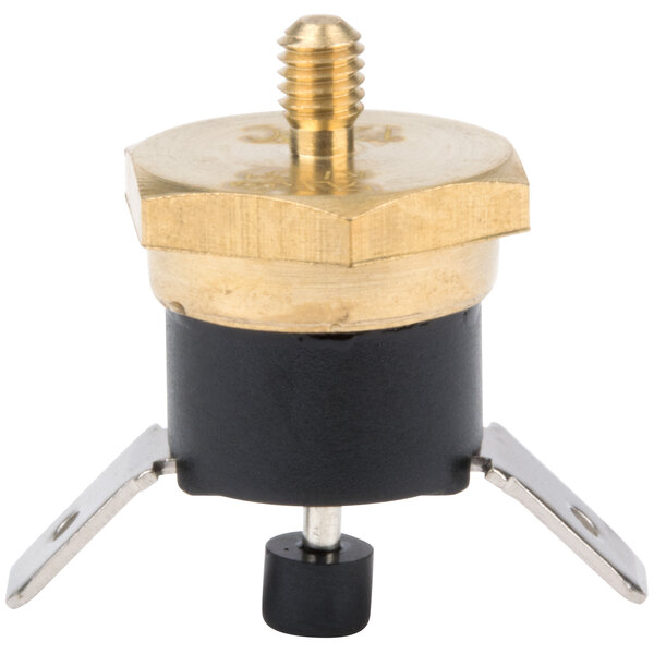 An Avantco high limit thermostat with a brass and gold screw.