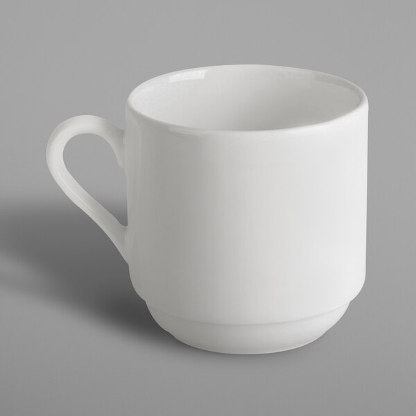 A RAK Porcelain ivory porcelain cup with a handle on a white background.