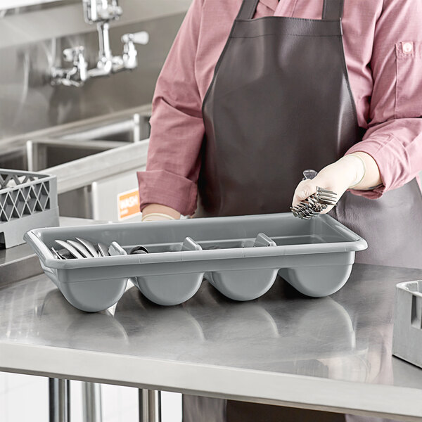 Cambro 1120CBPL180 Poly Cambox Light Gray 4-Compartment Polyethylene ...