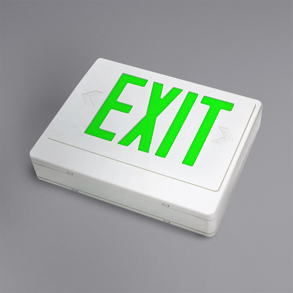 Lavex Industrial Universal Black Remote Capable LED Exit Sign with Green Lettering and Battery Backup