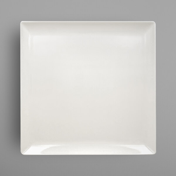 A white square RAK Porcelain coupe plate.