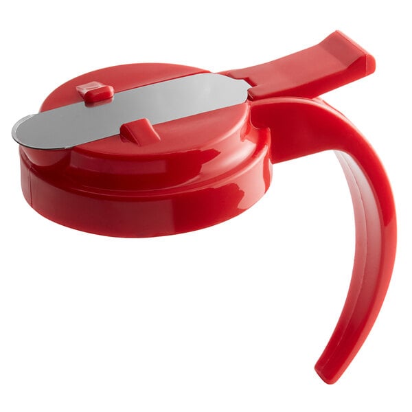 A red plastic lid for Vollrath syrup servers.