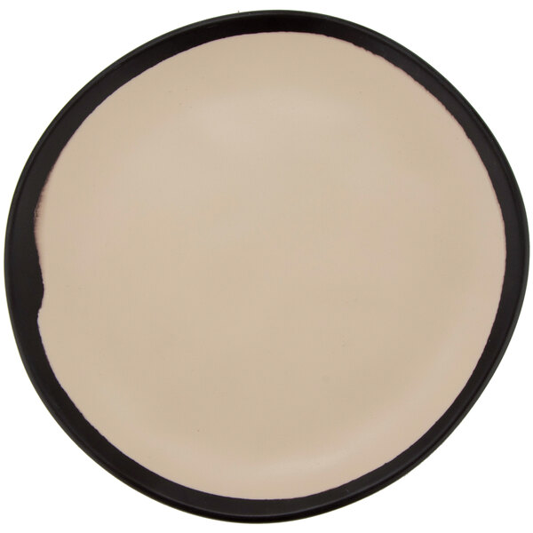 A white GET Melamine bread plate with a black rim.