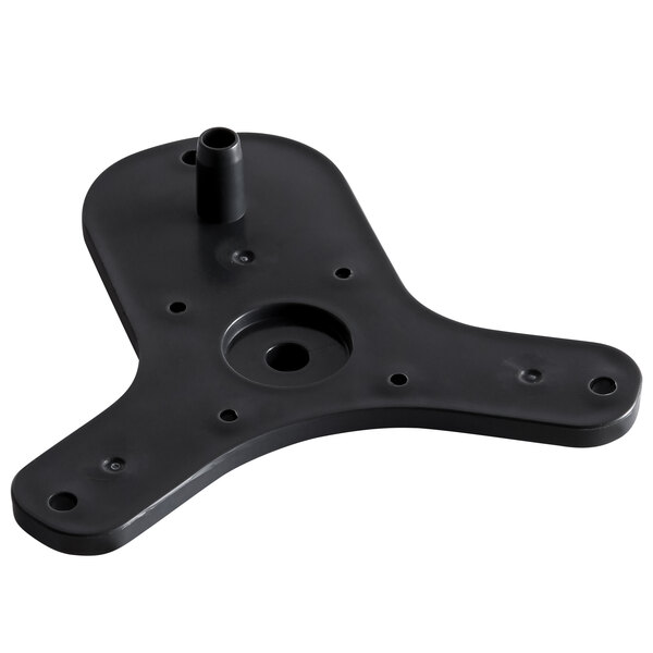 A black metal Avantco motor mounting bracket with two holes.