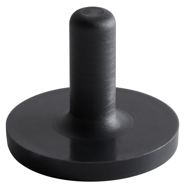 A black cylinder with a round black base and a white top.
