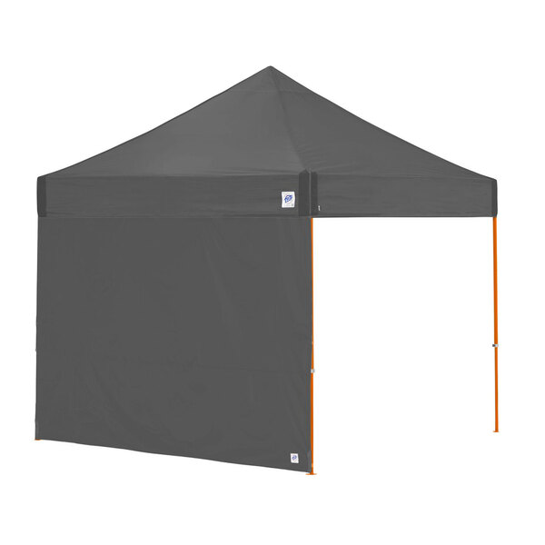 An E-Z Up steel grey canopy sidewall with an orange stripe.