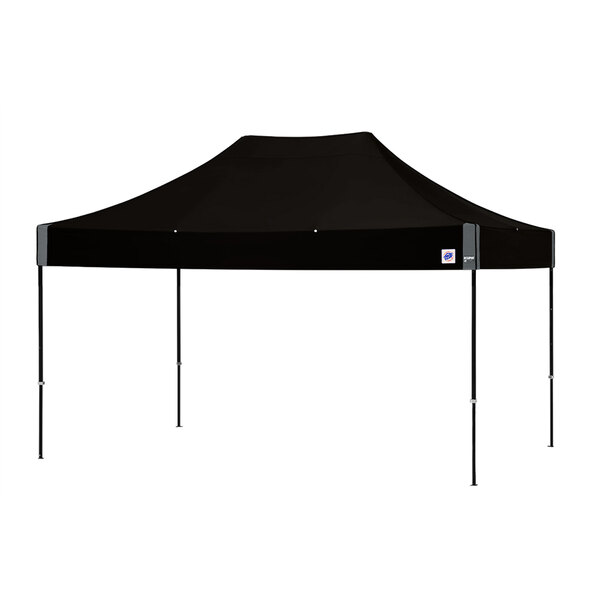 A black E-Z Up canopy tent with black poles.