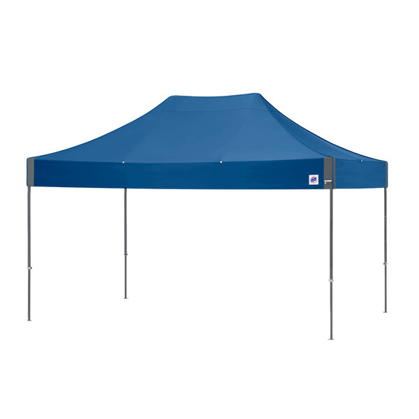A royal blue E-Z Up canopy with a steel gray frame.