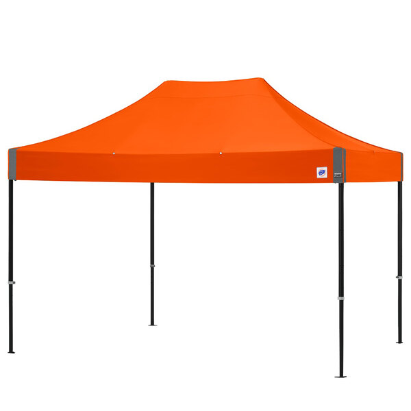 An orange rectangular E-Z Up canopy with a matte black frame.