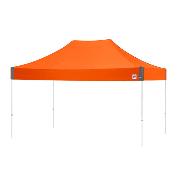 An orange tent with a white frame.