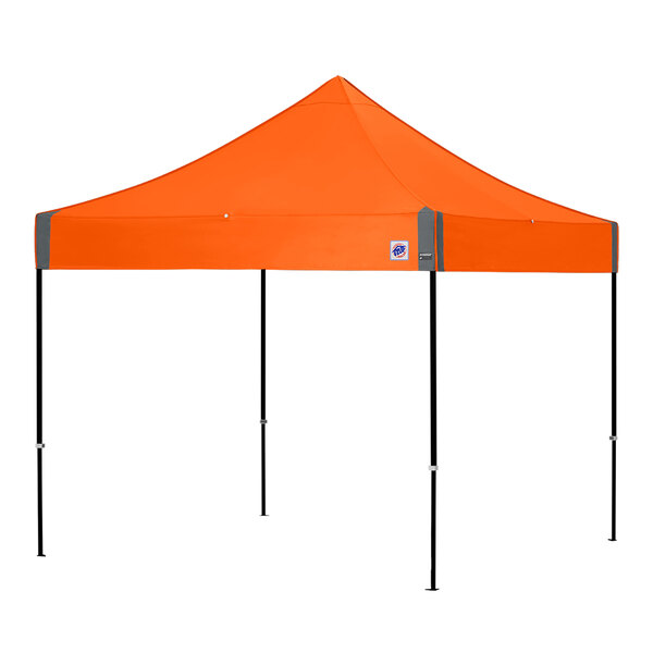 E-Z Up EP3STL10KFBKTSO Enterprise Instant Shelter 10' x 10' Steel Orange Canopy with Black Frame