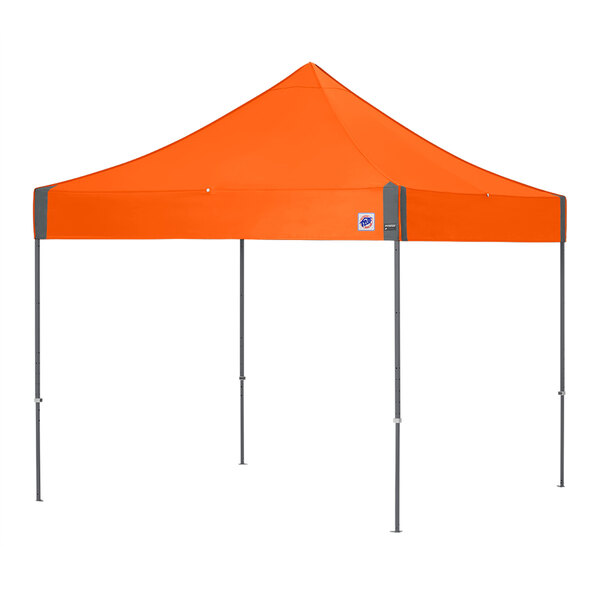 E-Z Up EP3STL10KFSGTSO Enterprise Instant Shelter 10' x 10' Steel Orange Canopy with Steel Gray Frame