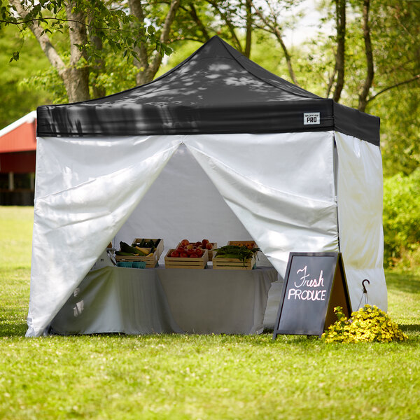 Backyard Pro Courtyard Series 10' x 10' Black Straight Leg Aluminum Instant Canopy Deluxe Kit with 4 Side Walls