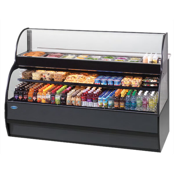 A Federal Industries combination sandwich and salad prep refrigerated display case with food on a counter.
