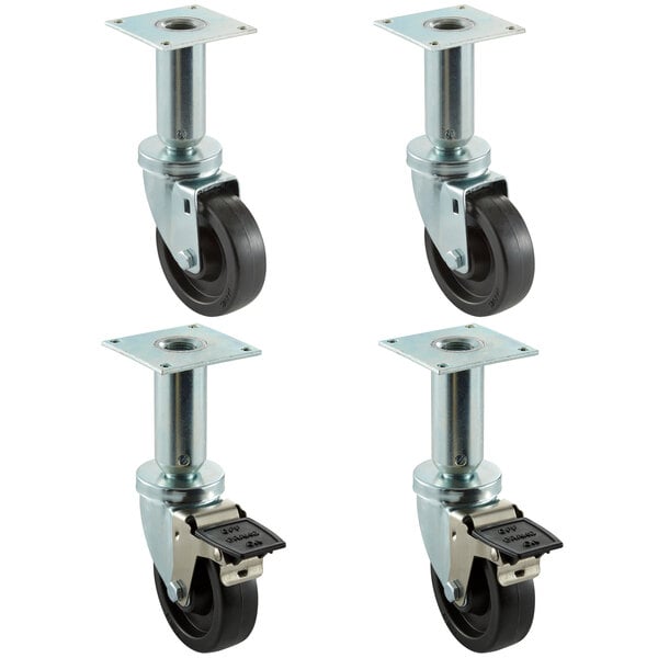 Pitco Equivalent 4" Swivel Adjustable Height Plate Casters for Fryers - 4/Set