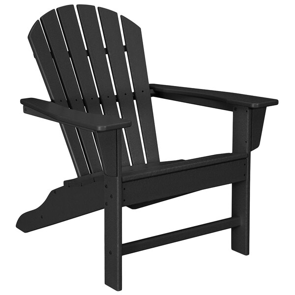A black POLYWOOD South Beach Adirondack chair with armrests.