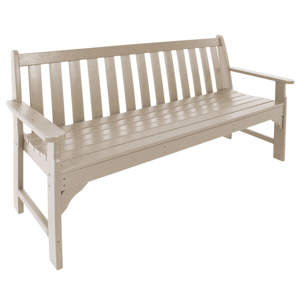 A POLYWOOD Vineyard bench in sand color.