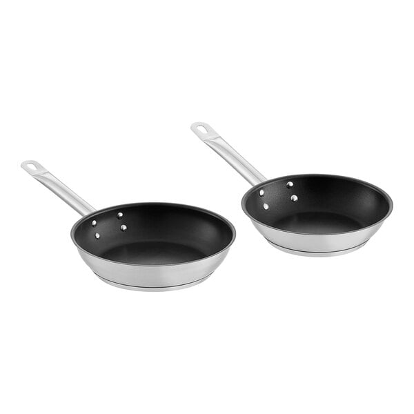 Vigor SS1 Series 8 1/2 Stainless Steel Fry Pan with Aluminum-Clad Bottom  and Dual Handles