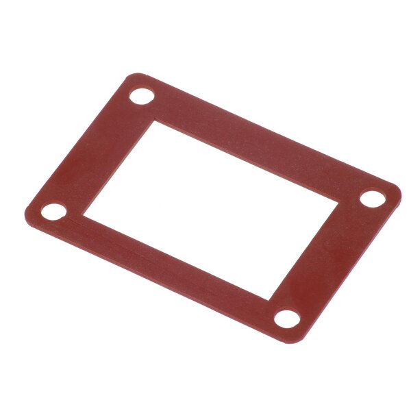 A red rectangular Jackson Pump Discharge gasket with holes.