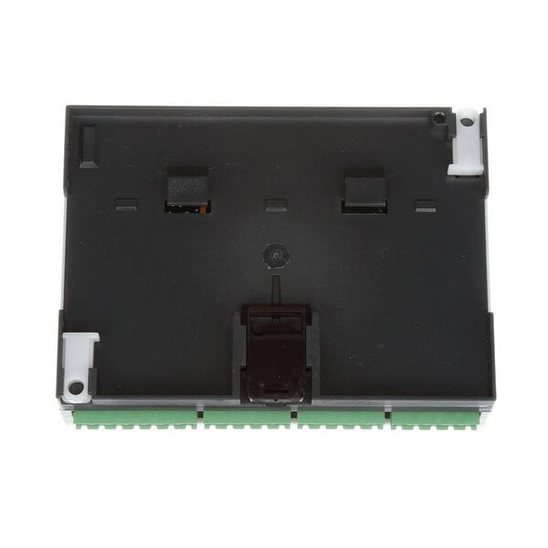 A black rectangular Noble Warewashing electronic module with white and green buttons.