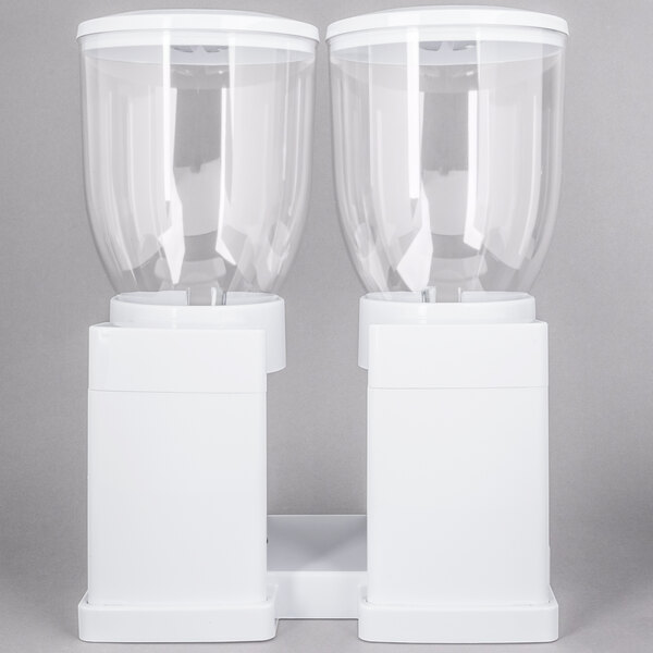 Zevro KCH06123 White 17.5 oz. Double Canister Dry Food Dispenser