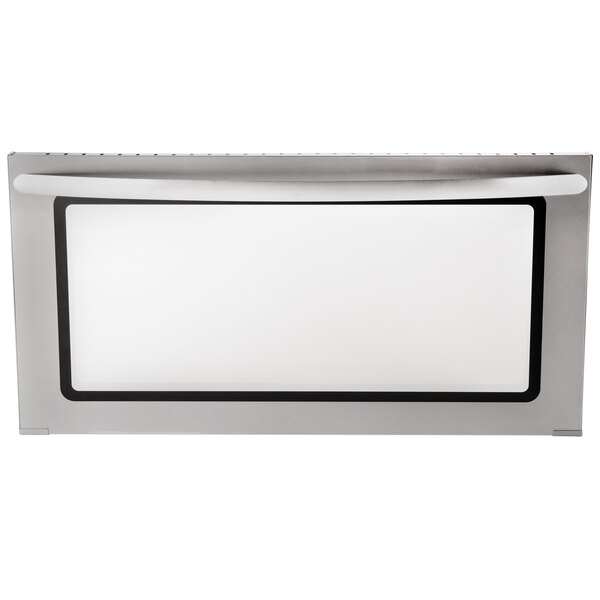 A stainless steel door with a white screen and black border for an Avantco countertop convection oven.