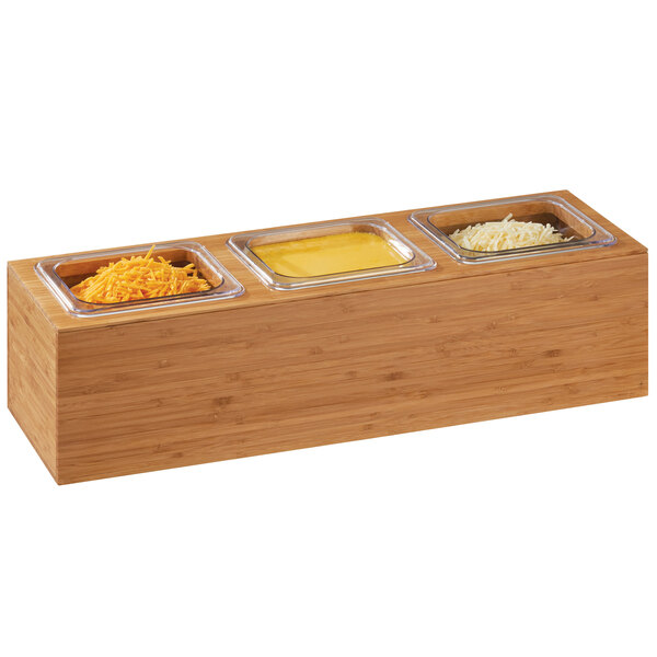Cal-Mil 3837-3-60 Bamboo Action Station 1/6 Size Pan Unit - 11 3/4" x 7 1/2" x 6 1/4"