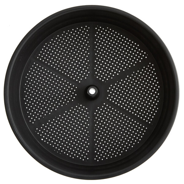 A black circular Avantco Brew Basket with holes.