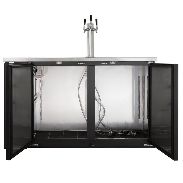Avantco UDD2HC Triple Tap Kegerator Beer Dispenser Black, (2) 1/2